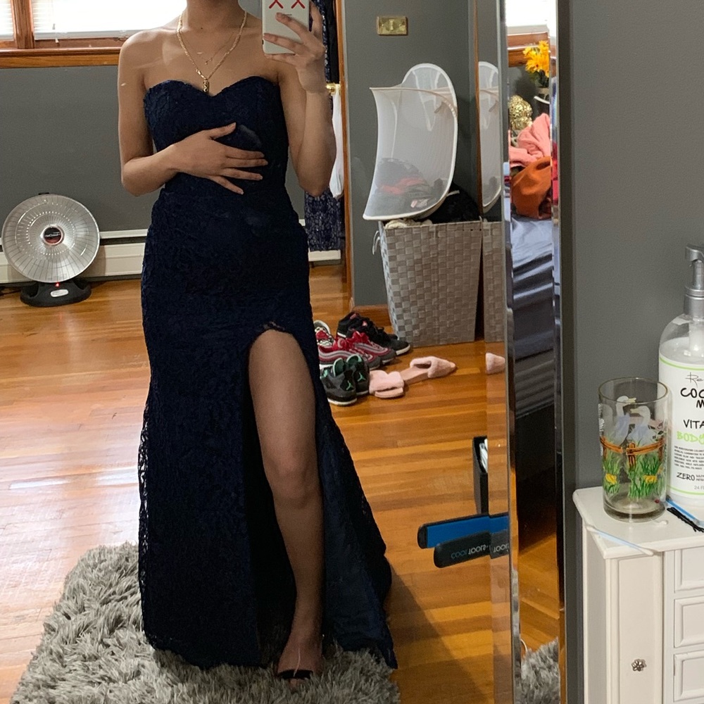 Royal Blue Lace Prom Dress